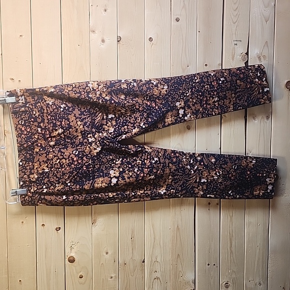 Anthropologie The Essential Slim Floral Pant Faux Leather Trim Pockets Size 2 - Picture 8 of 8